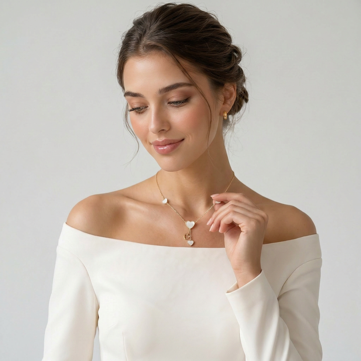 Delemon high-quality gold plated delicate Y-shaped drop necklace featuring round bezel-set pink crystal