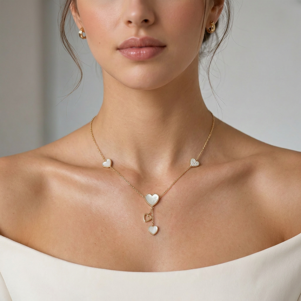 Delemon high-quality gold plated delicate Y-shaped drop necklace featuring round bezel-set pink crystal