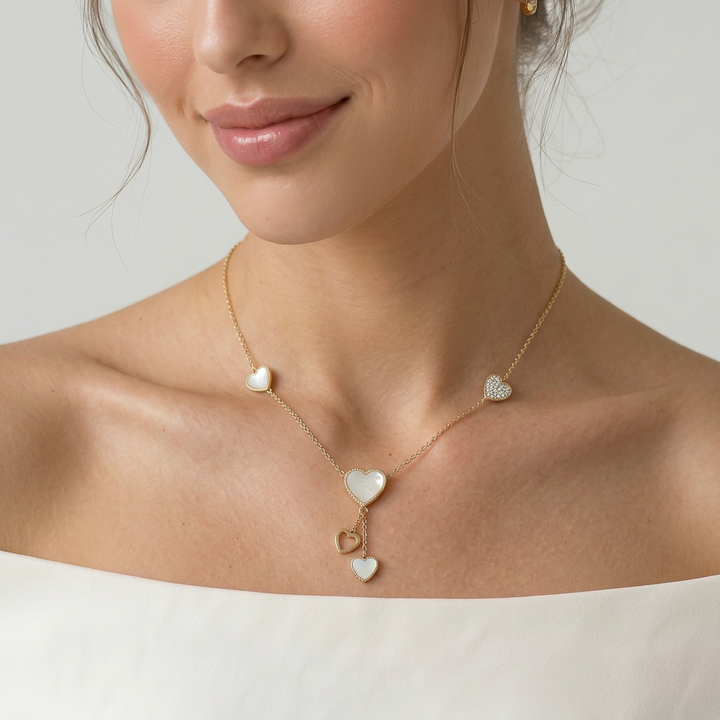 Delemon high-quality gold plated delicate Y-shaped drop necklace featuring round bezel-set pink crystal