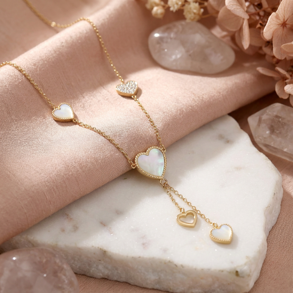 Delemon high-quality gold plated delicate Y-shaped drop necklace featuring round bezel-set pink crystal