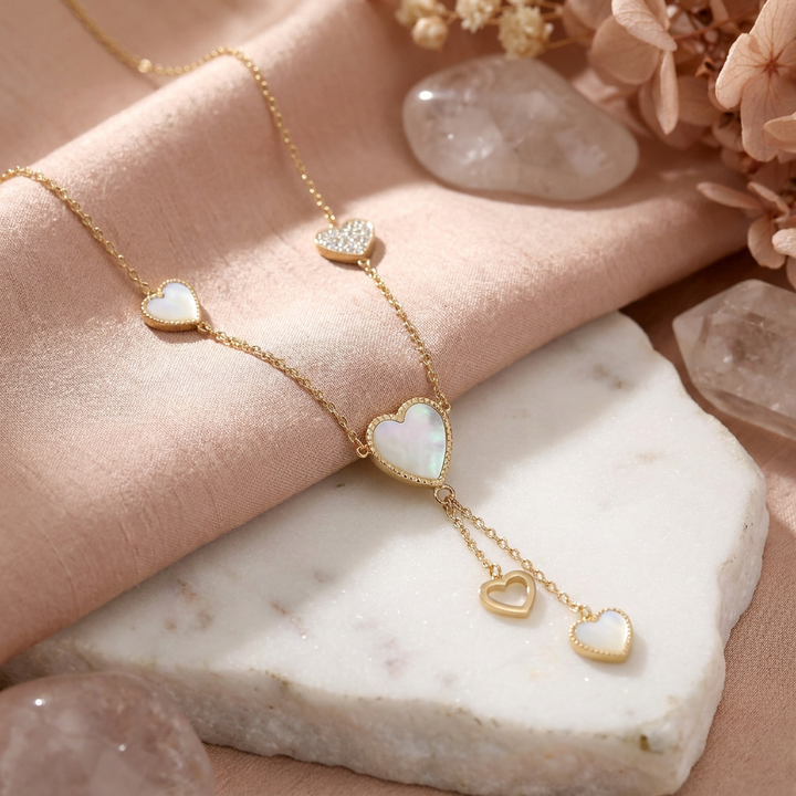 Delemon high-quality gold plated delicate Y-shaped drop necklace featuring round bezel-set pink crystal