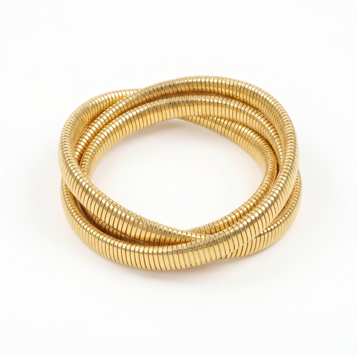 Delemon high-quality gold plated stainless steel flexible tubogas snake bangle bracelet