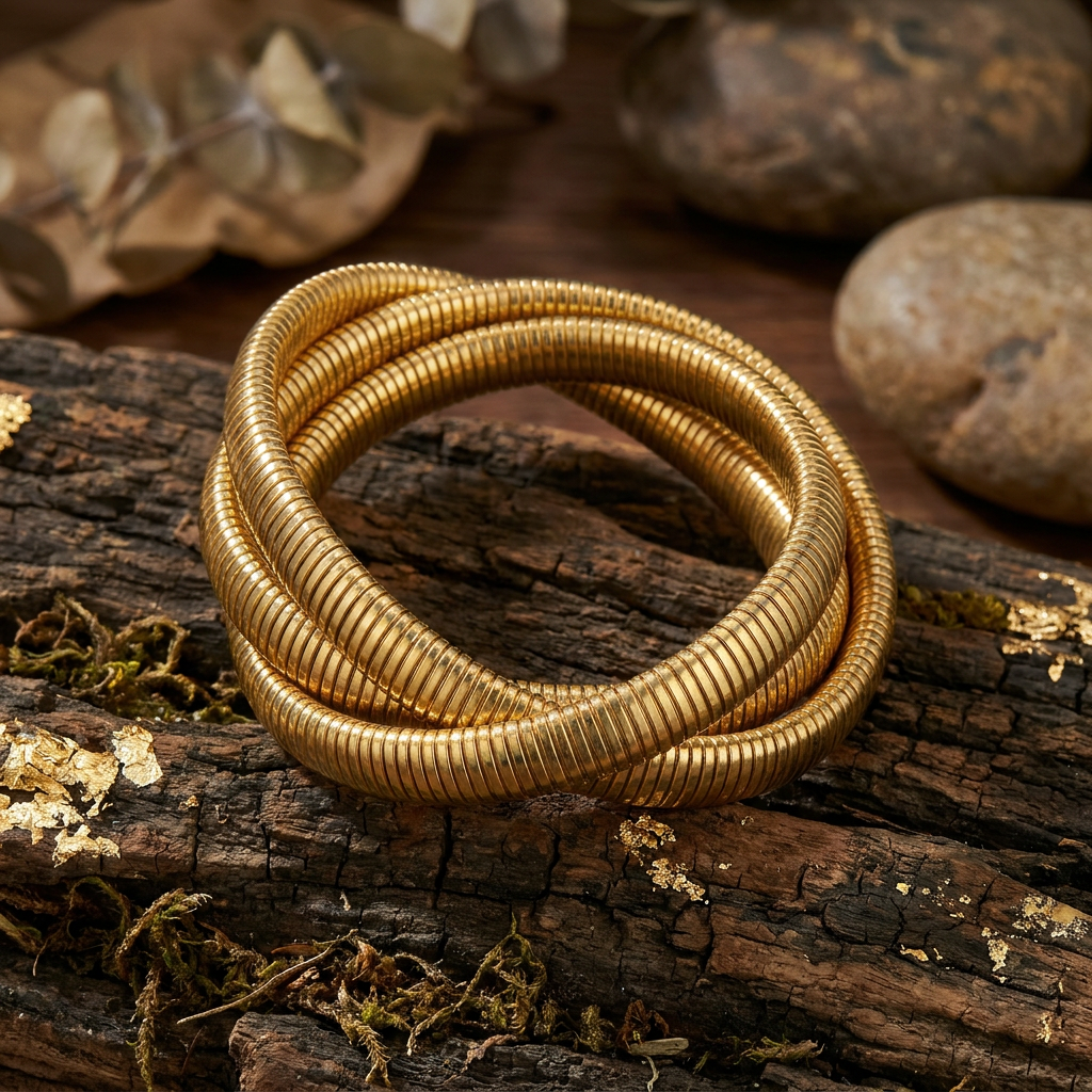 Delemon high-quality gold plated stainless steel flexible tubogas snake bangle bracelet