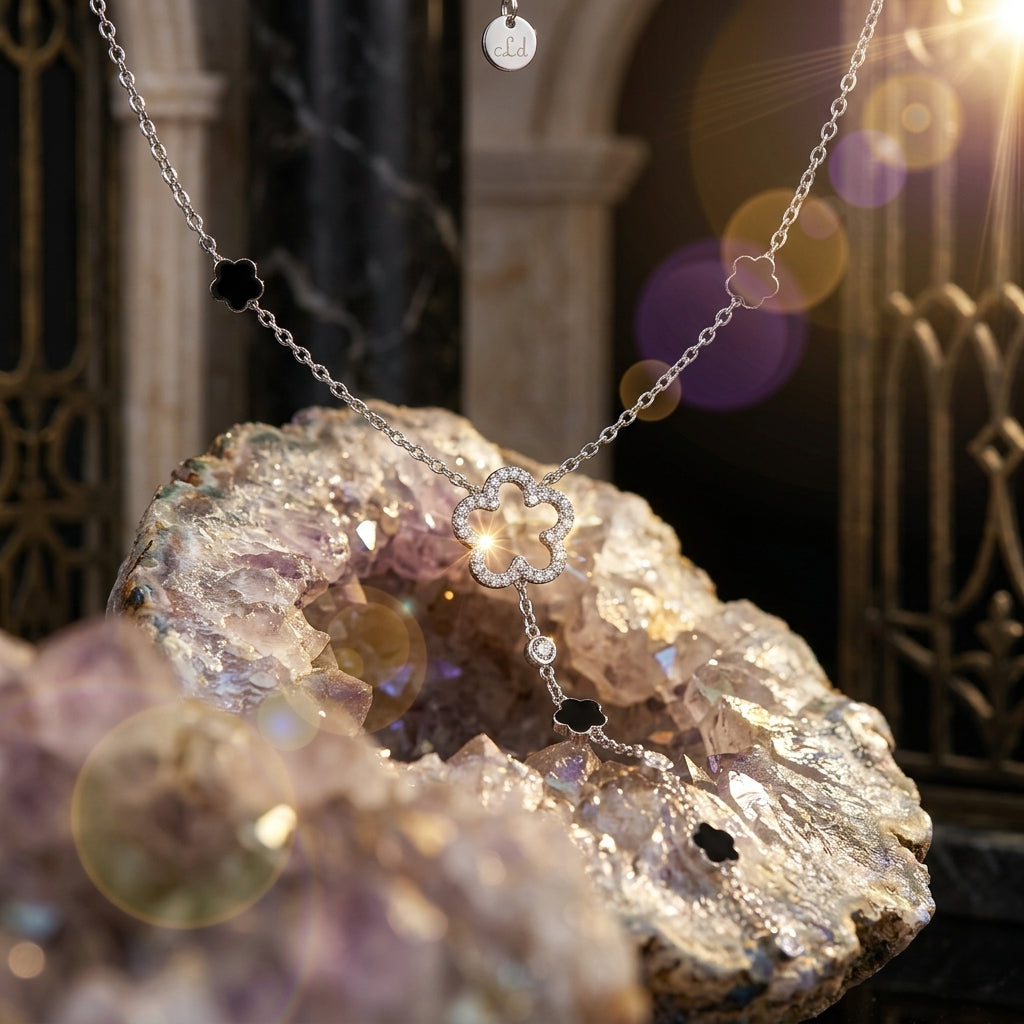 Delemon high-quality silver polished delicate Y-shaped drop necklace