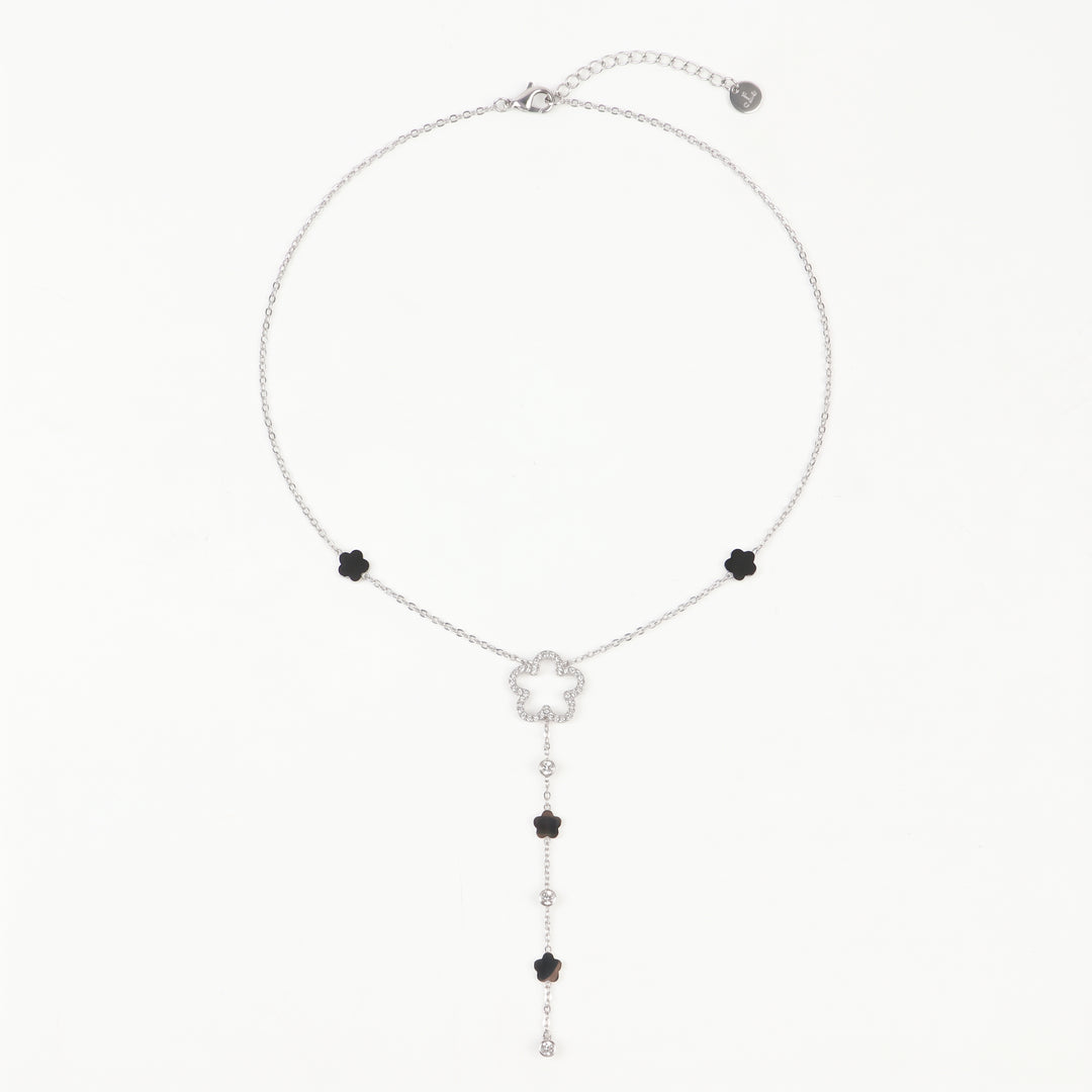 Delemon high-quality silver polished delicate Y-shaped drop necklace