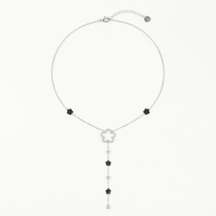 Delemon high-quality silver polished delicate Y-shaped drop necklace