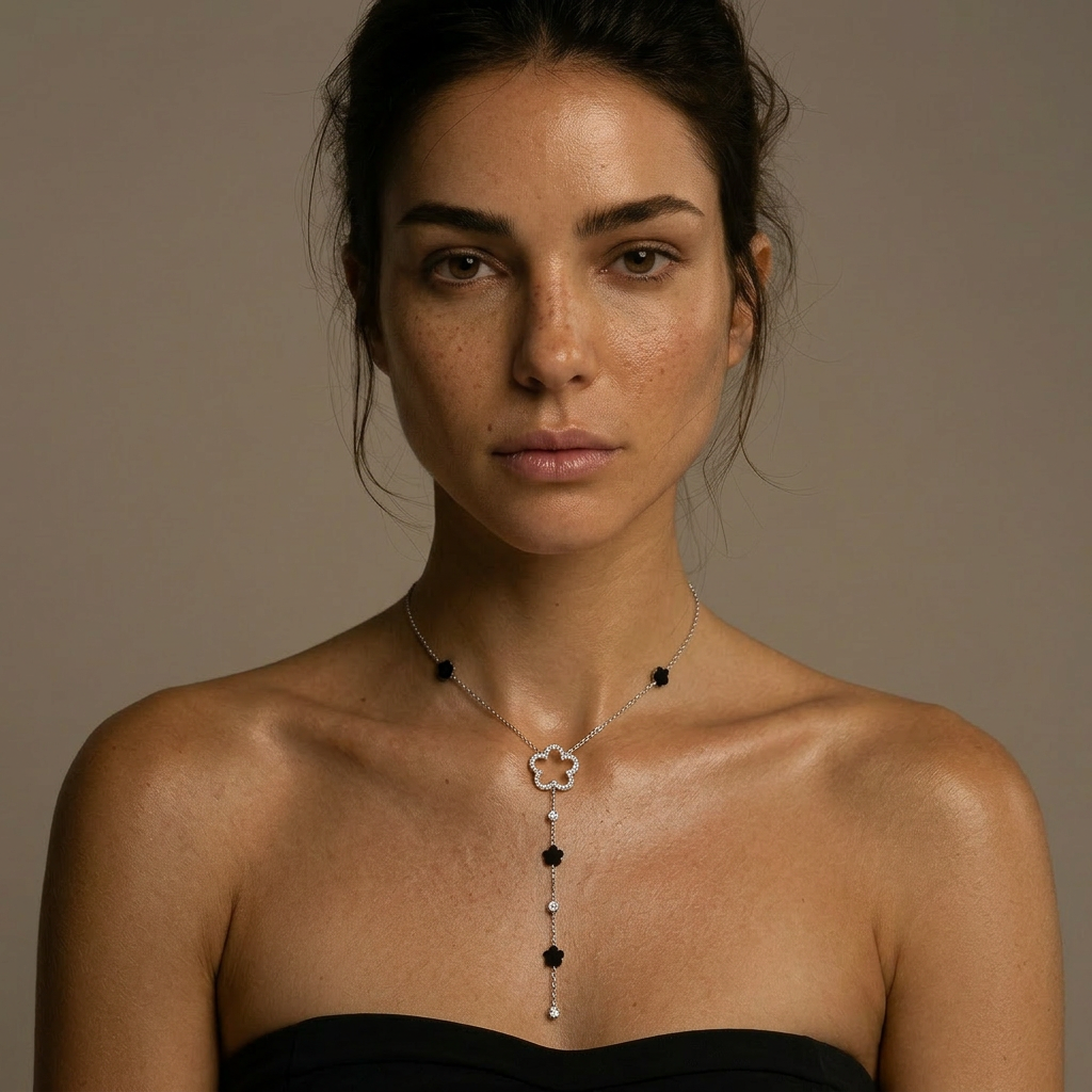 Delemon high-quality silver polished delicate Y-shaped drop necklace