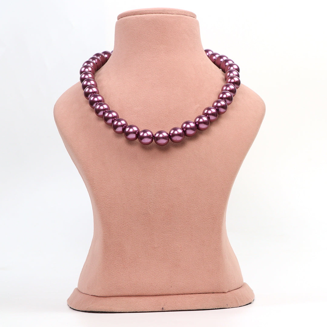 Delemon single-strand purple pearl necklace front view.