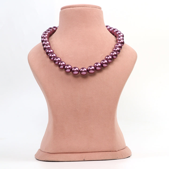 Delemon single-strand purple pearl necklace front view.
