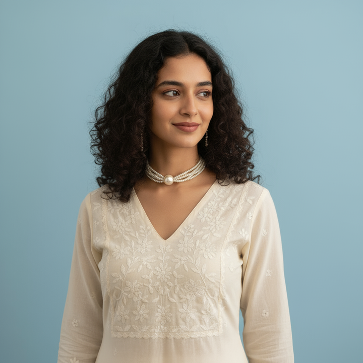 Classic Multi-Strand White Pearl Necklace and Earring Set