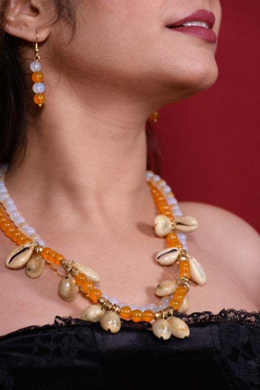 Glass Bead Necklac With Mop Beads