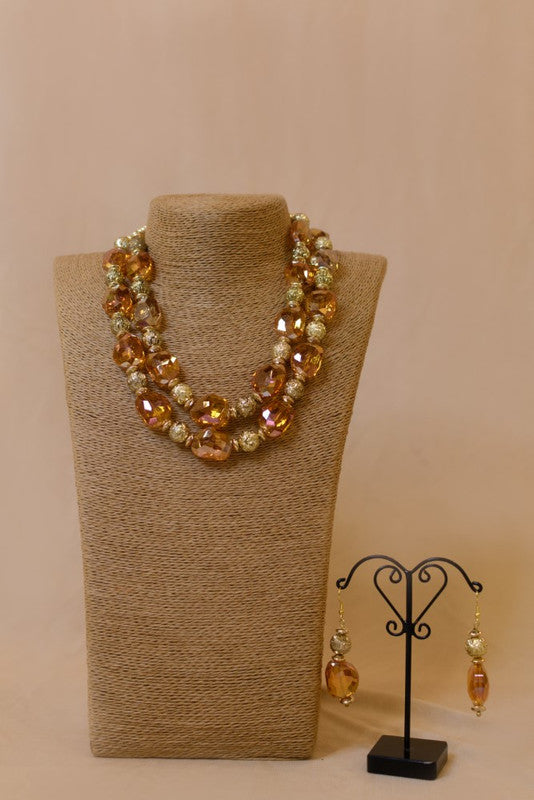 Faceted Crystal Glass Bead Necklace