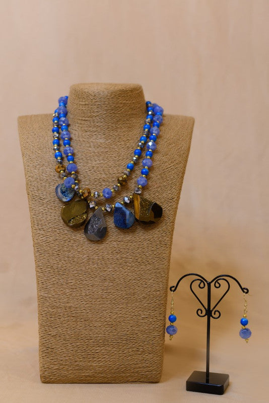 Glass Bead Necklace With Faceted Beads