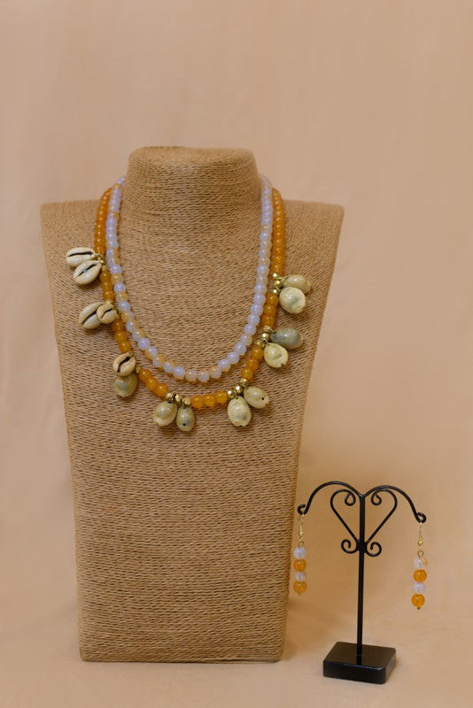 Glass Bead Necklac With Mop Beads