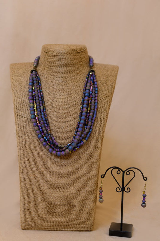 Matte Finished Glass Bead Necklace