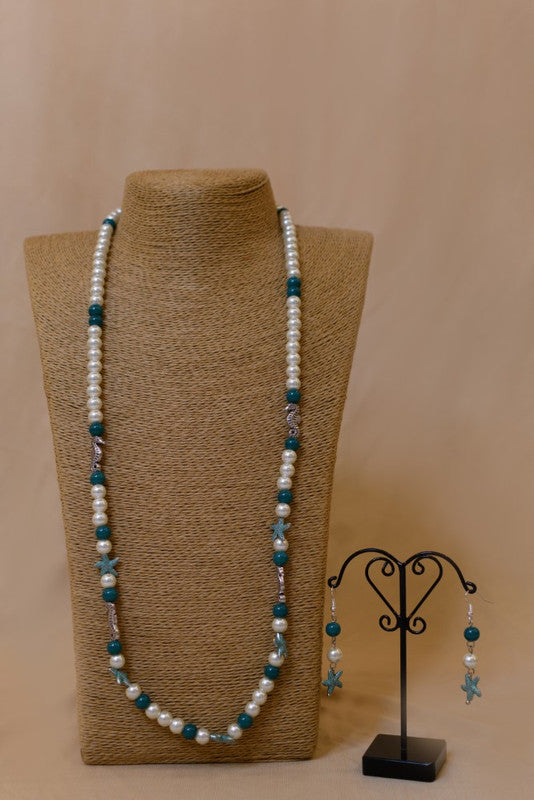 Glass Bead Necklace With Metal Charms