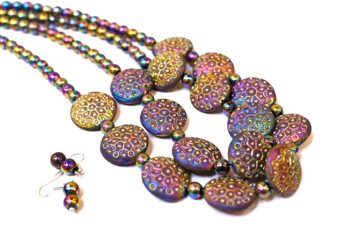 Rainbow Polish Glass & Clay Bead Necklace