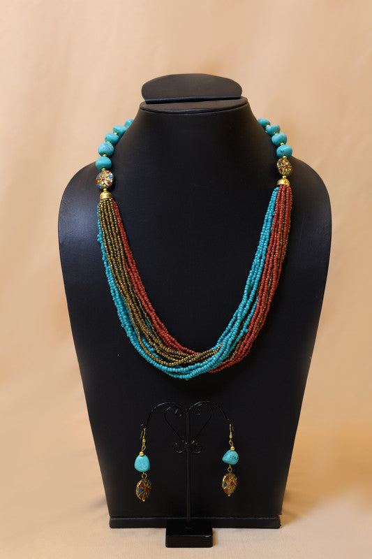 Seed Bead Necklace with SPS Stone