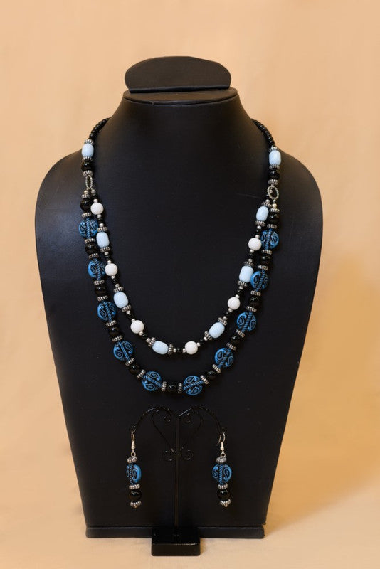 Pressed Glass Beads Necklace